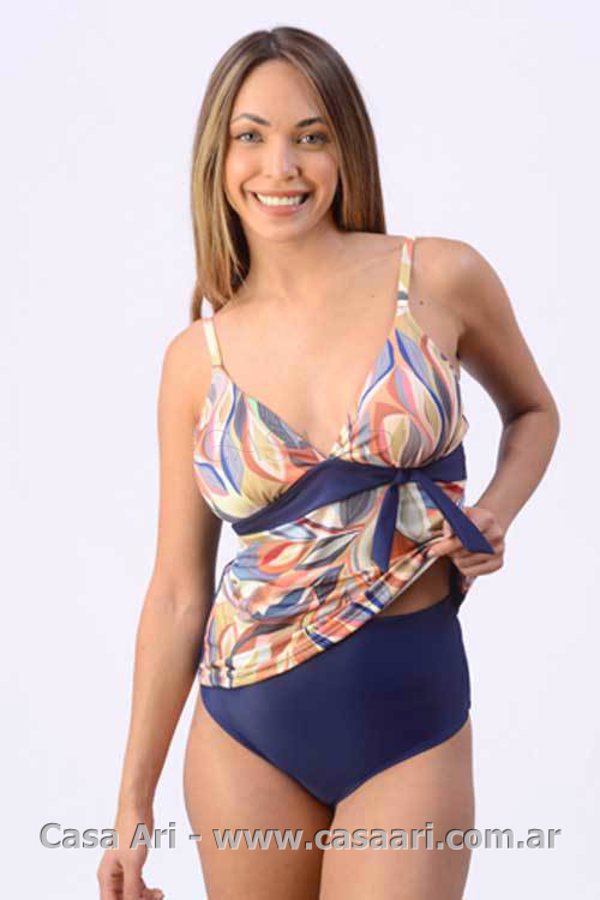 tankini falso cinto hojas