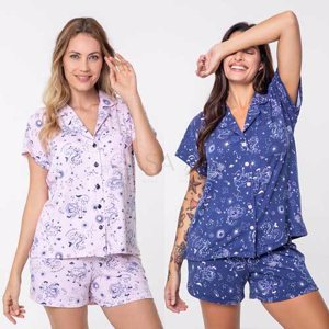 pijama en modal abotonado estampado