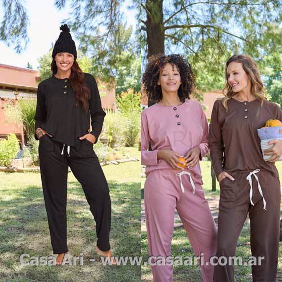 PIJAMA M/L WAFLE C/ BOTONES