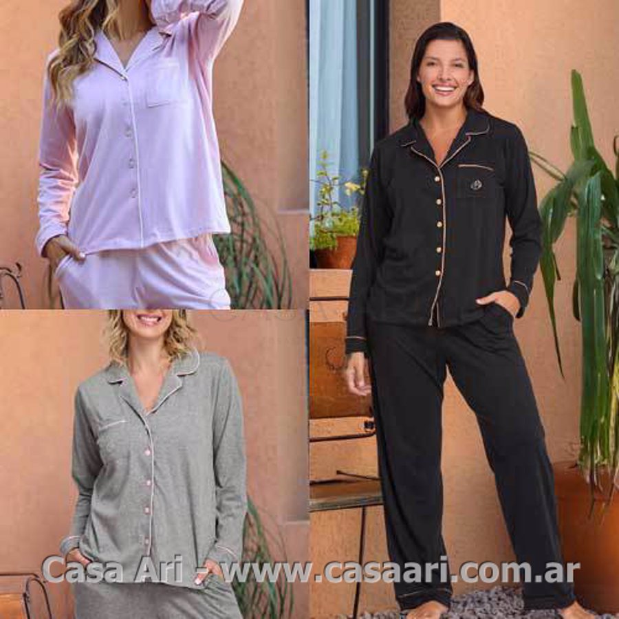PIJAMA M/L ABOTONADO BORDADO