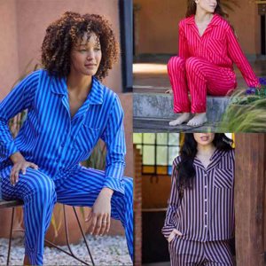 PIJAMA M/L ABOTONADO MODAL RAYADO