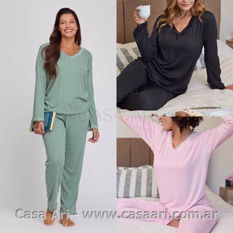 PIJAMA M/L MORLEY C/PUNTILLA AL TONO