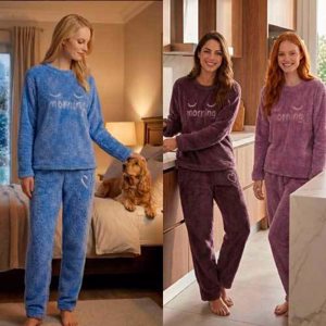 PIJAMA FLECCE CASACA Y PANTALON BORDADOS