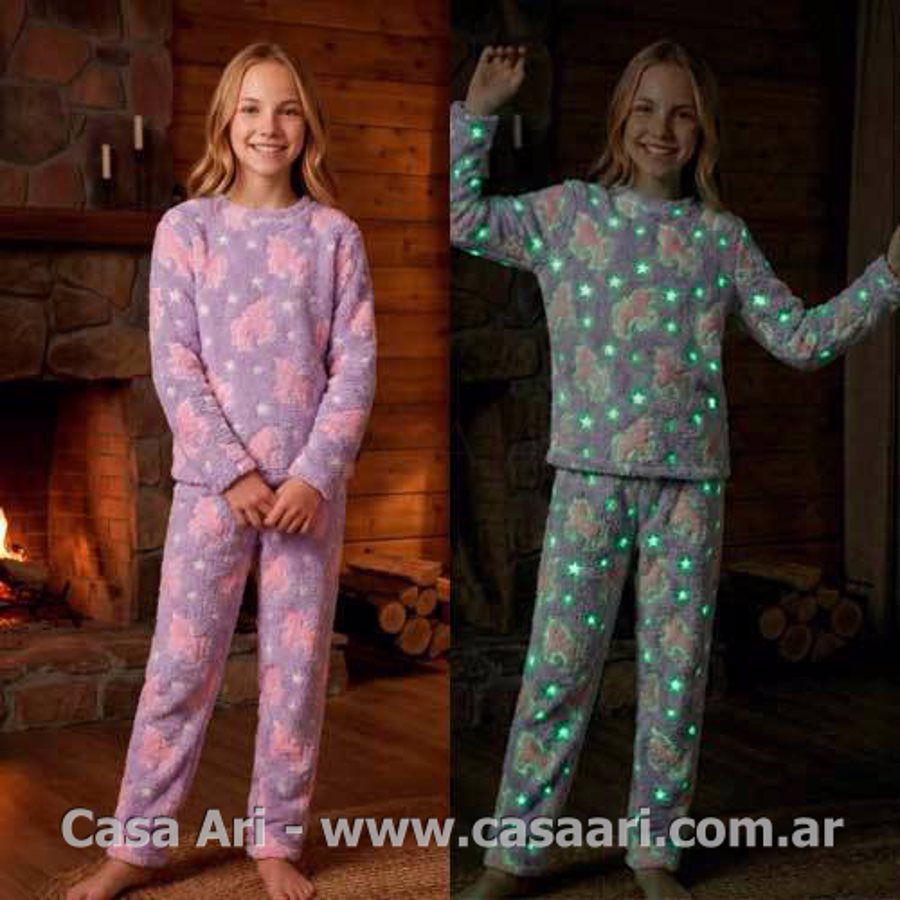 PIJAMA NIÑA FLECCE BRILLA EN OSCURIDAD