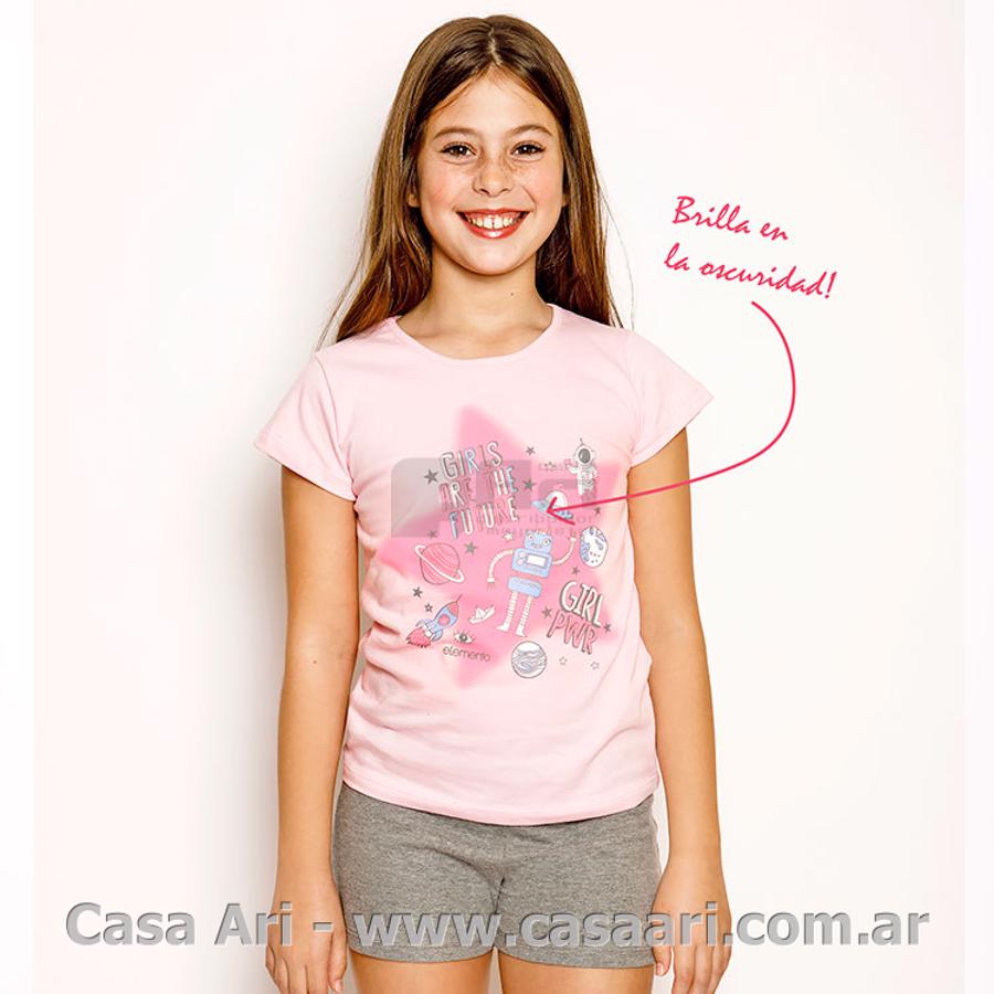 pijama niña remera etampada