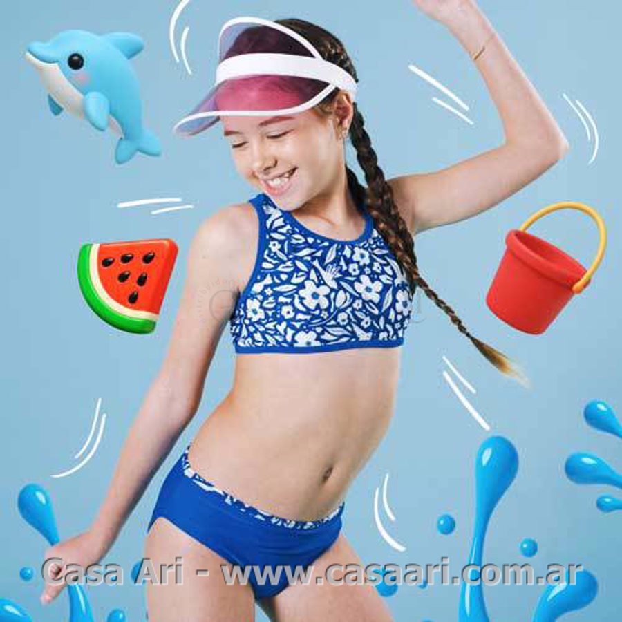 malla niña top y bombacha lisa