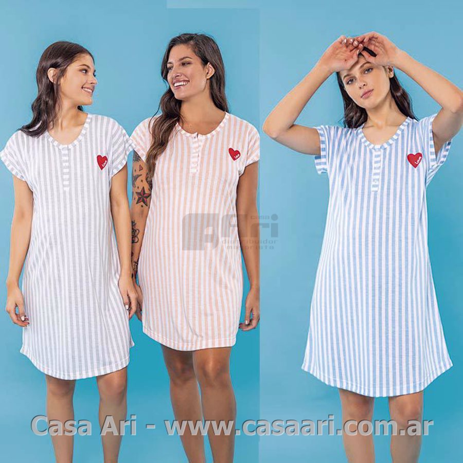 camison maternal m/c estampado/bordado