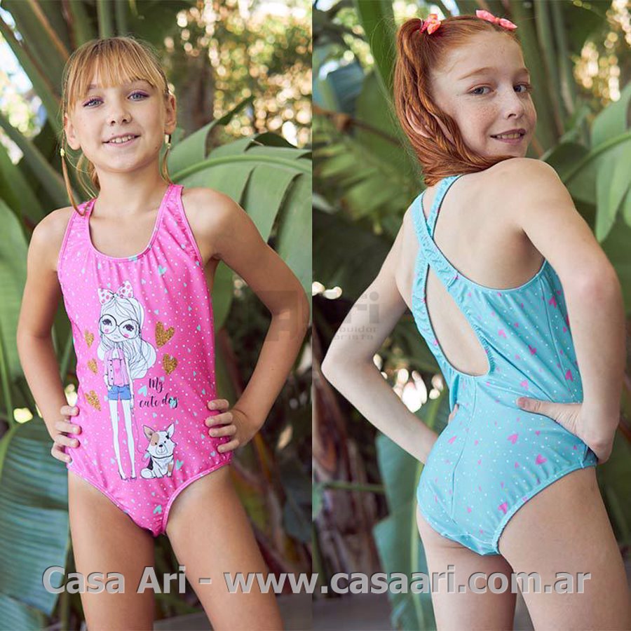 malla entera niña rayas