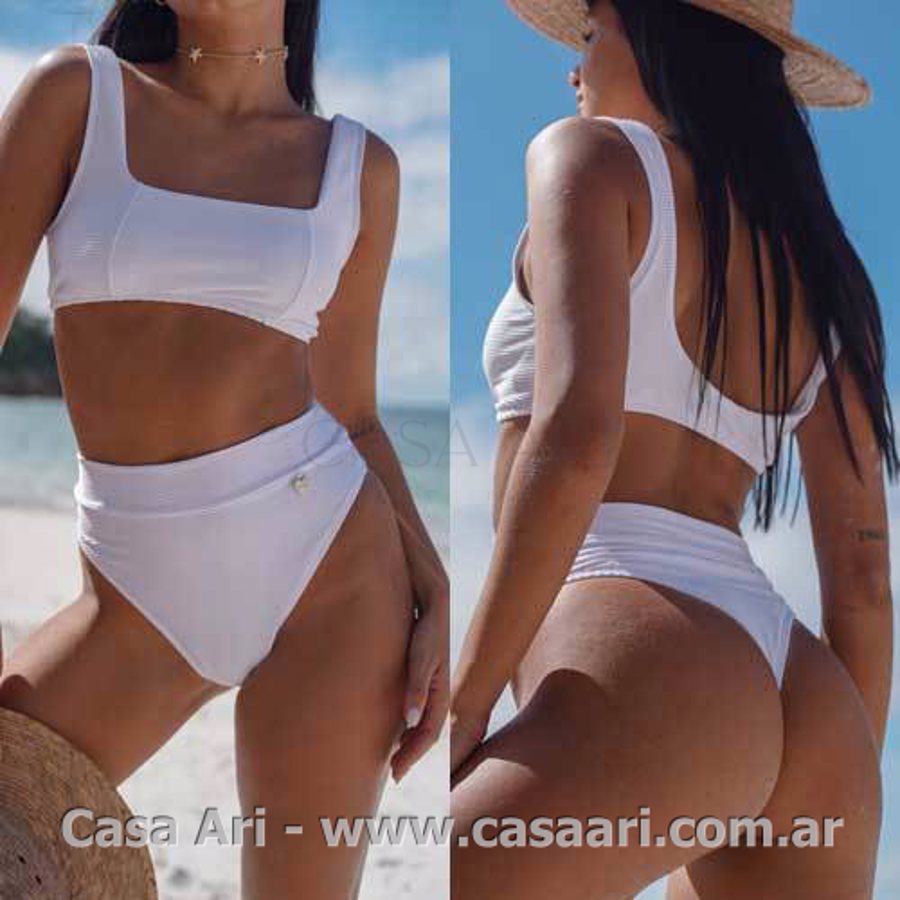 malla 2 piezas cintura doble tiro alto