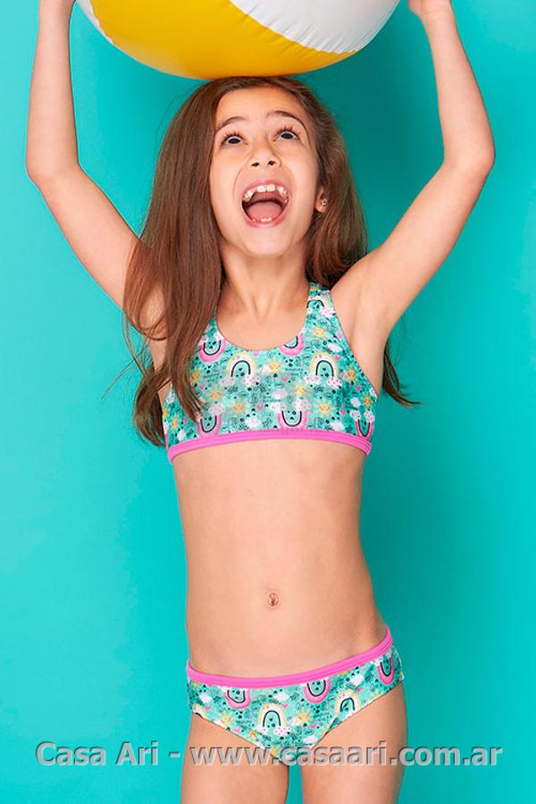 malla niña 2 piezas arco iris