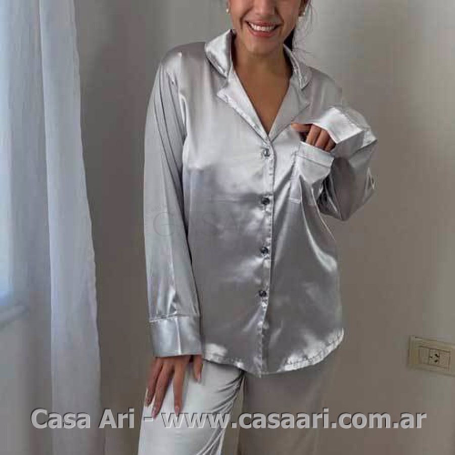 pijama m/l liso abotonado