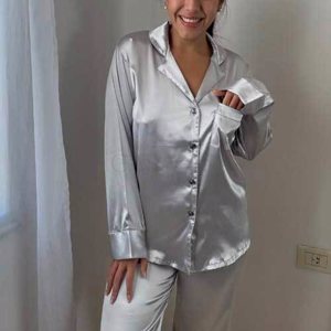 pijama m/l liso abotonado