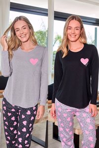 pijama m/l corazon bordado